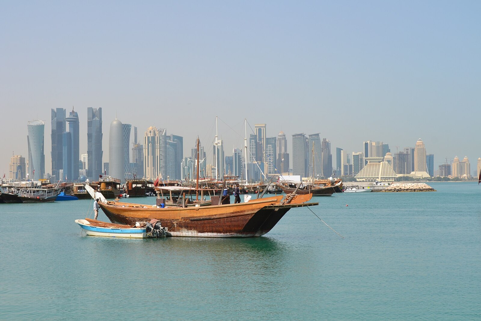 Doha skyline and dhows